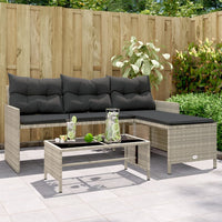 Thumbnail for Gartensofa in L-Form mit Tisch und Kissen Hellgrau Poly Rattan