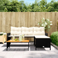 Thumbnail for Gartensofa in L-Form mit Tisch und Kissen Schwarz Poly Rattan