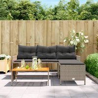 Thumbnail for Gartensofa in L-Form mit Tisch und Kissen Grau Poly Rattan