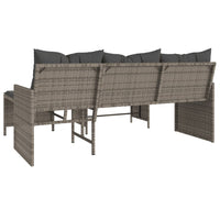 Thumbnail for Gartensofa in L-Form mit Tisch und Kissen Grau Poly Rattan