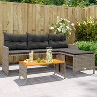 Thumbnail for Gartensofa in L-Form mit Tisch und Kissen Grau Poly Rattan