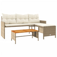 Thumbnail for Gartensofa in L-Form mit Tisch und Kissen Beige Poly Rattan