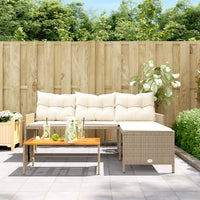 Thumbnail for Gartensofa in L-Form mit Tisch und Kissen Beige Poly Rattan