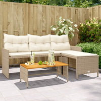 Thumbnail for Gartensofa in L-Form mit Tisch und Kissen Beige Poly Rattan