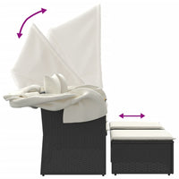 Thumbnail for Gartensofa 2-Sitzer mit Dach und Hockern Schwarz Poly Rattan