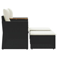 Thumbnail for Gartensofa 2-Sitzer mit Hockern Schwarz Poly Rattan