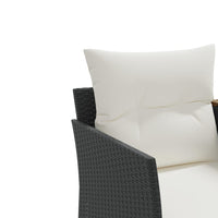 Thumbnail for Gartensofa 2-Sitzer mit Hockern Schwarz Poly Rattan