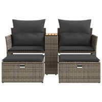 Thumbnail for Gartensofa 2-Sitzer mit Hockern Grau Poly Rattan