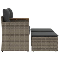Thumbnail for Gartensofa 2-Sitzer mit Hockern Grau Poly Rattan