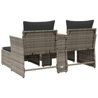 Thumbnail for Gartensofa 2-Sitzer mit Hockern Grau Poly Rattan