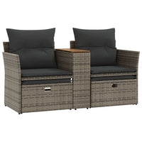 Thumbnail for Gartensofa 2-Sitzer mit Hockern Grau Poly Rattan