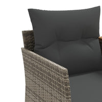 Thumbnail for Gartensofa 2-Sitzer mit Hockern Grau Poly Rattan