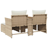 Thumbnail for Gartensofa 2-Sitzer mit Hockern Beige Poly Rattan