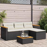 Thumbnail for 3-tlg. Garten-Sofagarnitur mit Kissen Schwarz Poly Rattan