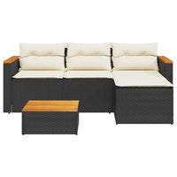 Thumbnail for 3-tlg. Garten-Sofagarnitur mit Kissen Schwarz Poly Rattan