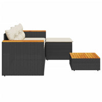 Thumbnail for 3-tlg. Garten-Sofagarnitur mit Kissen Schwarz Poly Rattan
