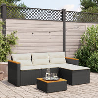 Thumbnail for 3-tlg. Garten-Sofagarnitur mit Kissen Schwarz Poly Rattan