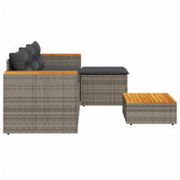 Thumbnail for 3-tlg. Garten-Sofagarnitur mit Kissen Grau Poly Rattan