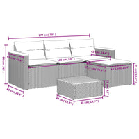 Thumbnail for 3-tlg. Garten-Sofagarnitur mit Kissen Grau Poly Rattan
