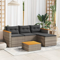 Thumbnail for 3-tlg. Garten-Sofagarnitur mit Kissen Grau Poly Rattan