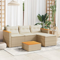 Thumbnail for 3-tlg. Garten-Sofagarnitur mit Kissen Beige Poly Rattan