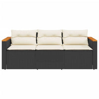 Thumbnail for Gartensofa mit Kissen 3-Sitzer Schwarz Poly Rattan