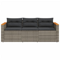 Thumbnail for Gartensofa mit Kissen 3-Sitzer Grau Poly Rattan