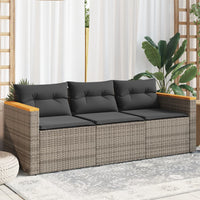 Thumbnail for Gartensofa mit Kissen 3-Sitzer Grau Poly Rattan