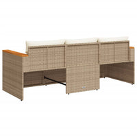 Thumbnail for Gartensofa mit Kissen 3-Sitzer Beige Poly Rattan