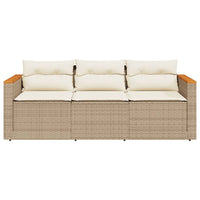Thumbnail for Gartensofa mit Kissen 3-Sitzer Beige Poly Rattan