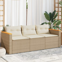 Thumbnail for Gartensofa mit Kissen 3-Sitzer Beige Poly Rattan