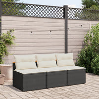 Thumbnail for Gartensofas ohne Armlehnen mit Kissen 2 Stk Schwarz Poly Rattan