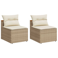 Thumbnail for Gartensofas ohne Armlehnen mit Kissen 2 Stk. Beige Poly Rattan