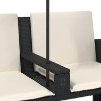 Thumbnail for Gartensofa 2-Sitzer Sonnenschirm und Hocker Schwarz Poly-Rattan