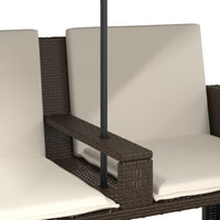 Thumbnail for Gartensofa 2-Sitzer Sonnenschirm und Hocker Braun Poly Rattan