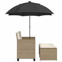 Thumbnail for Gartensofa 2-Sitzer Sonnenschirm und Hocker Beige Poly-Rattan