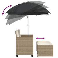Thumbnail for Gartensofa 2-Sitzer Sonnenschirm und Hocker Beige Poly-Rattan