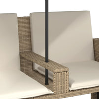 Thumbnail for Gartensofa 2-Sitzer Sonnenschirm und Hocker Beige Poly-Rattan