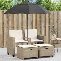 Thumbnail for Gartensofa 2-Sitzer Sonnenschirm und Hocker Beige Poly-Rattan