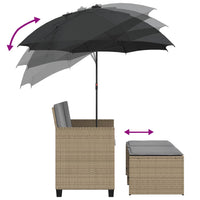 Thumbnail for Gartensofa 2-Sitzer Sonnenschirm und Hocker Beige Poly-Rattan