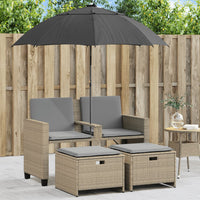 Thumbnail for Gartensofa 2-Sitzer Sonnenschirm und Hocker Beige Poly-Rattan