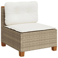 Thumbnail for Gartensofa ohne Armlehnen mit Kissen Beige Poly Rattan