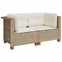Thumbnail for Garten-Ecksofas mit Kissen 2 Stk. Beige Poly Rattan