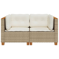 Thumbnail for Garten-Ecksofas mit Kissen 2 Stk. Beige Poly Rattan