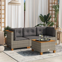 Thumbnail for Gartensofa mit Kissen 3-Sitzer Grau Poly Rattan