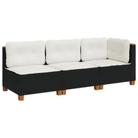 Thumbnail for Gartensofa mit Kissen 3-Sitzer Schwarz Poly Rattan