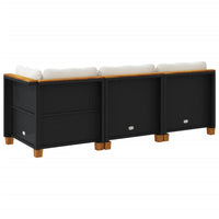 Thumbnail for Gartensofa mit Kissen 3-Sitzer Schwarz Poly Rattan