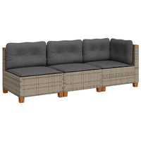 Thumbnail for Gartensofa mit Kissen 3-Sitzer Grau Poly Rattan