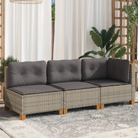 Thumbnail for Gartensofa mit Kissen 3-Sitzer Grau Poly Rattan