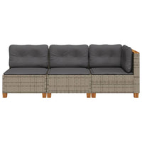Thumbnail for Gartensofa mit Kissen 3-Sitzer Grau Poly Rattan